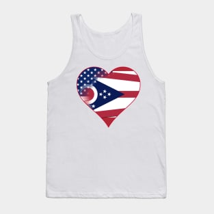 State of Ohio Flag and American Flag Fusion Design Tank Top